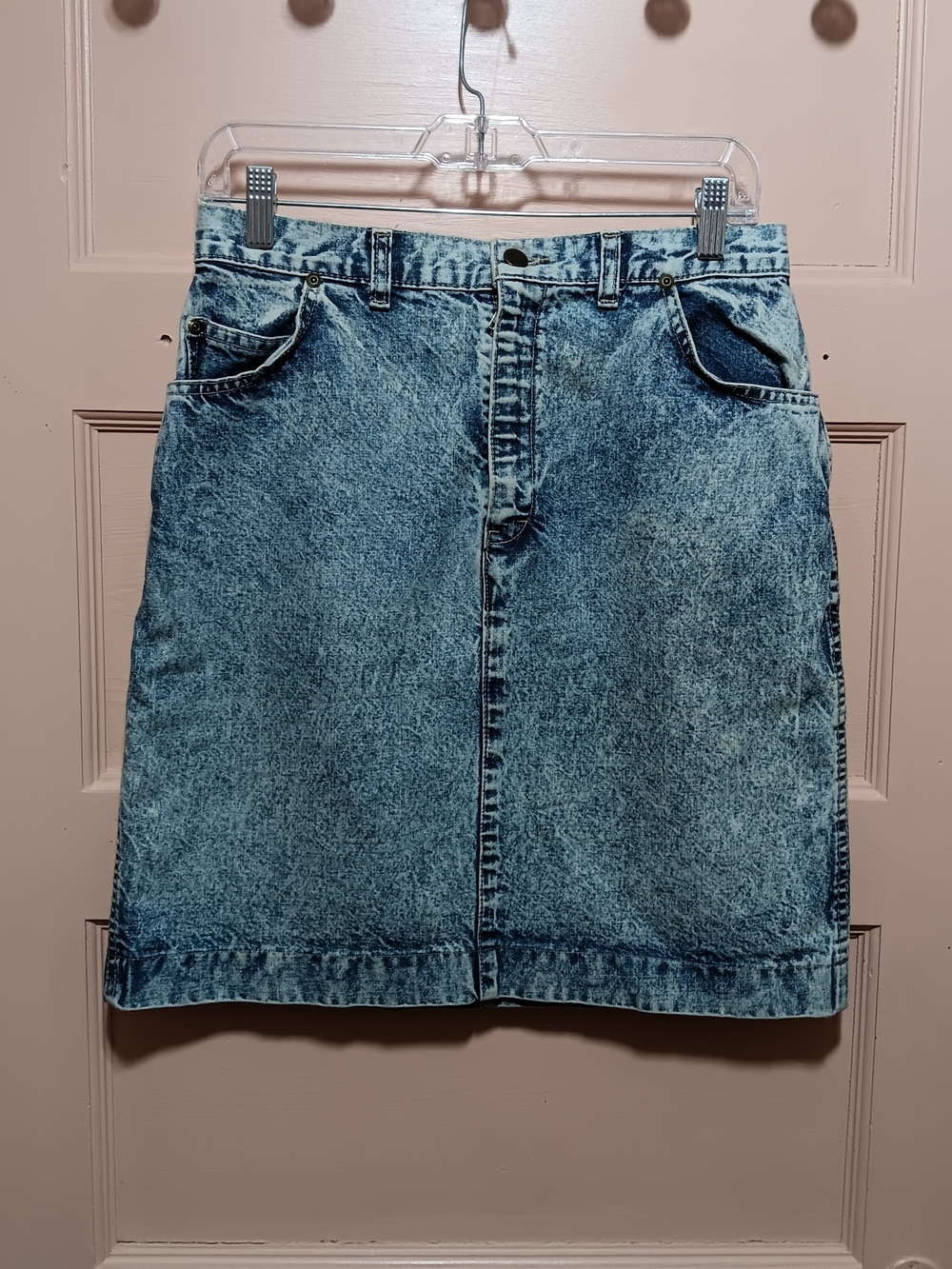 Vintage Silver Jeans Light Blue Acid-Wash Denim Mini Skirt